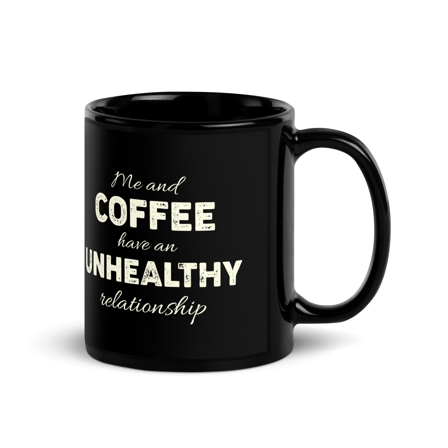 Unhealthy Relationship Black Glossy Mug