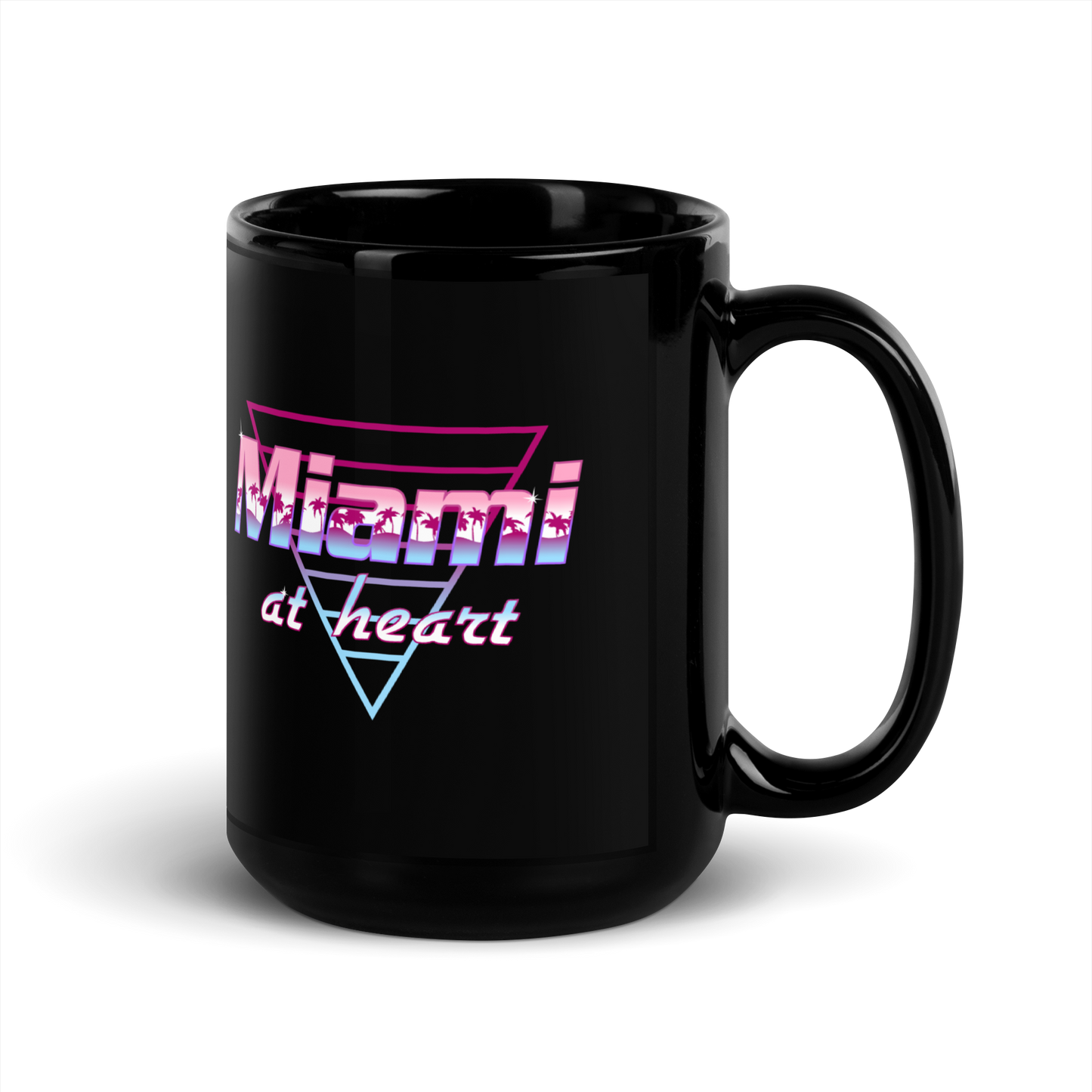 Miami at Heart Black Glossy Mug