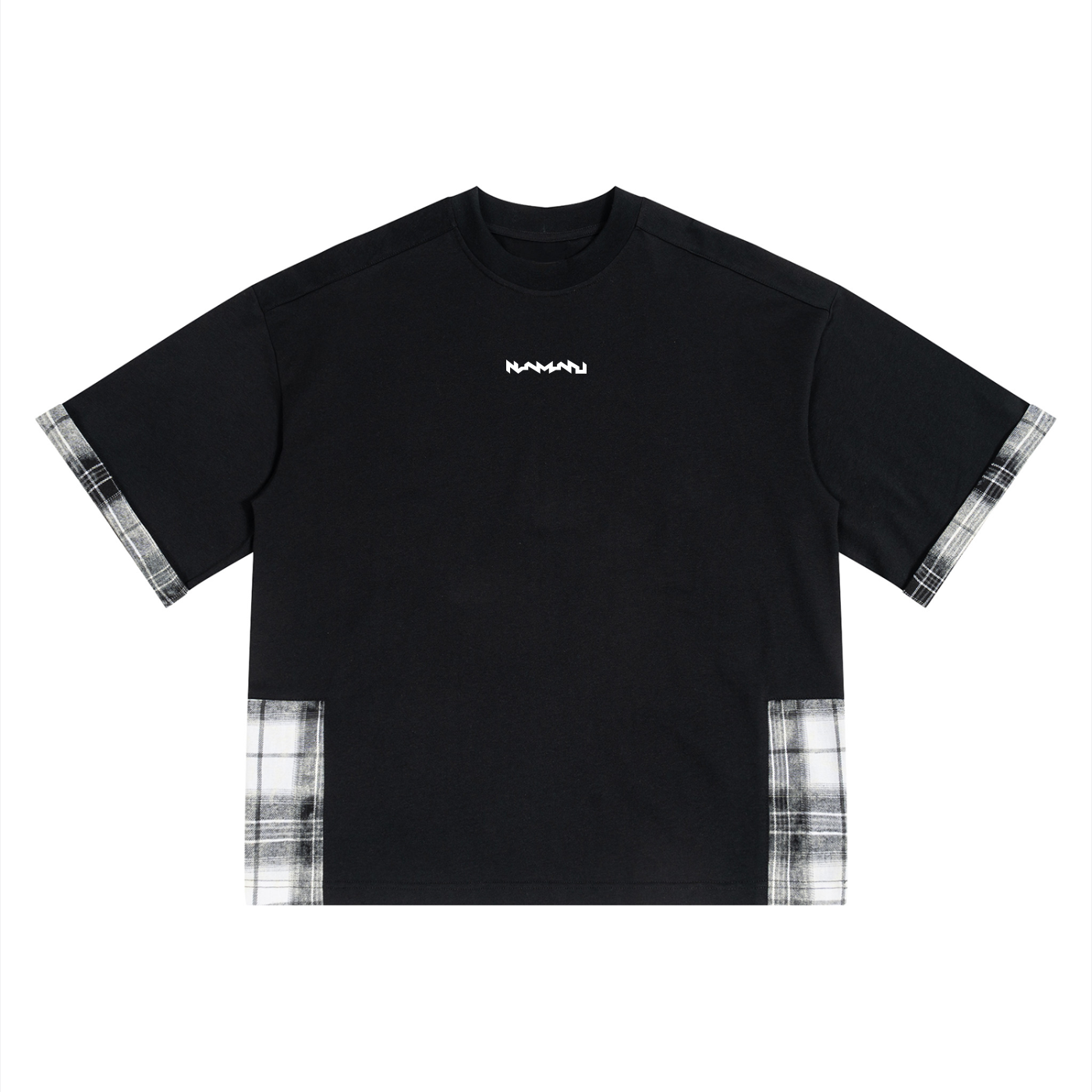 Namari Unisex Plaid Paneled T-Shirt