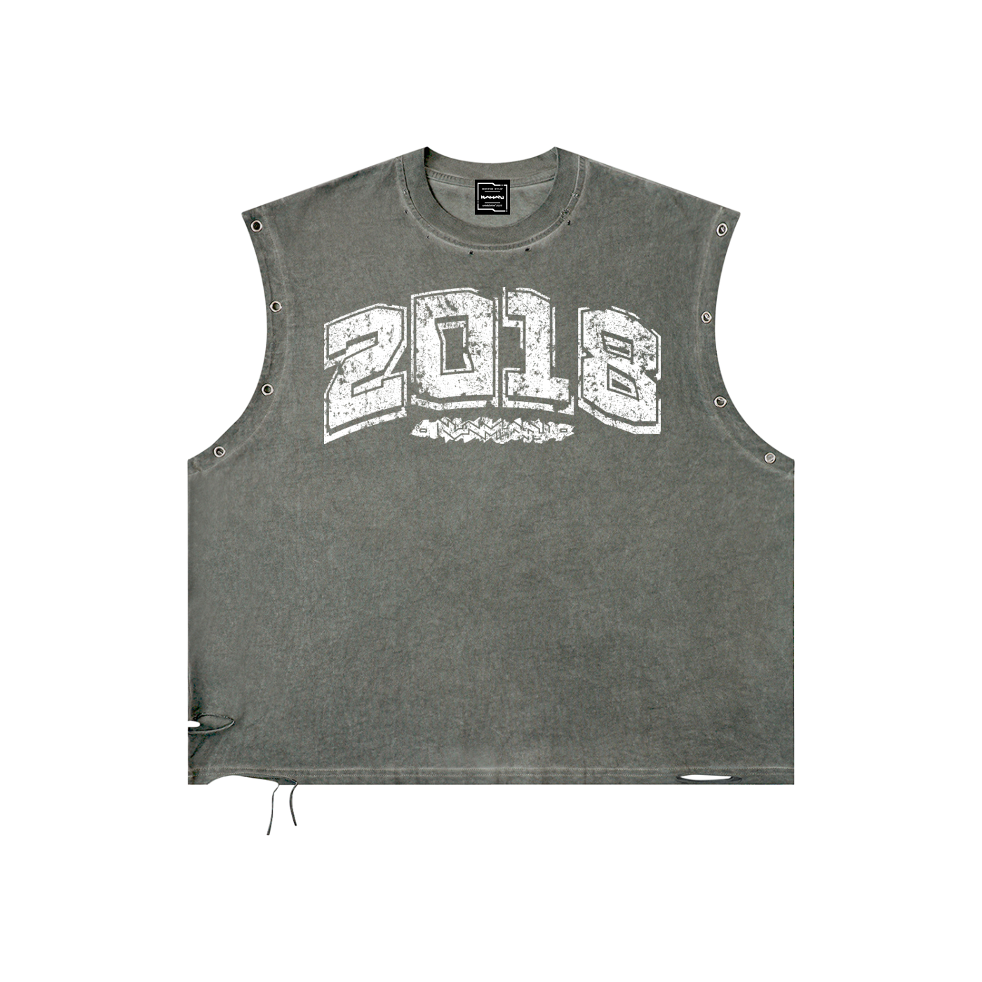 2018 Distressed Grommet Eyelet Tank Top