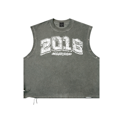 2018 Distressed Grommet Eyelet Tank Top