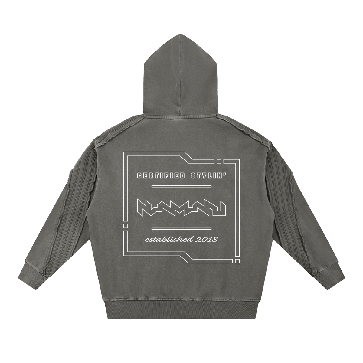 Certified Stylin' Tech Snow Washed Tape Raw Edge Hoodie