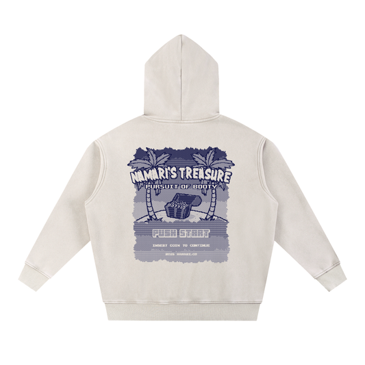 Pursuit of Booty Pixel Art Snow Wash Fleece Oversize Hoodie