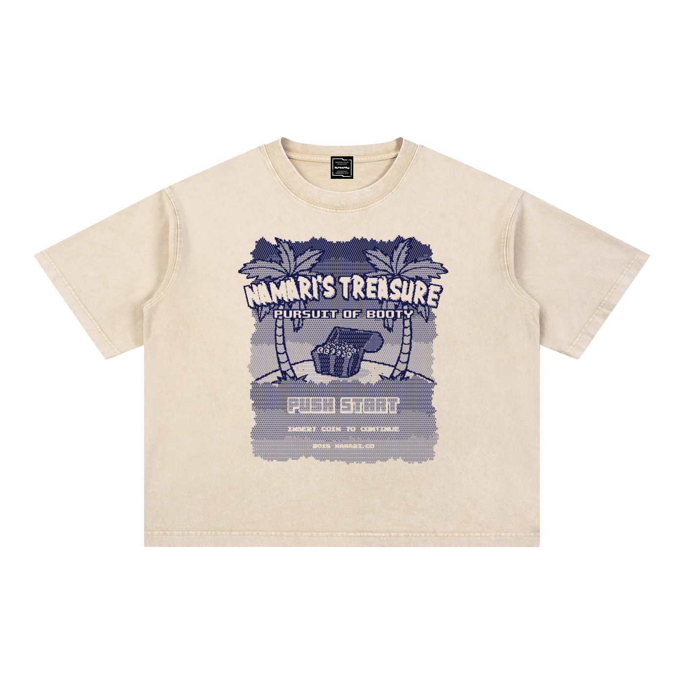 Pursuit of Booty Pixel Art Mineral Wash Boxy Cotton T-Shirt