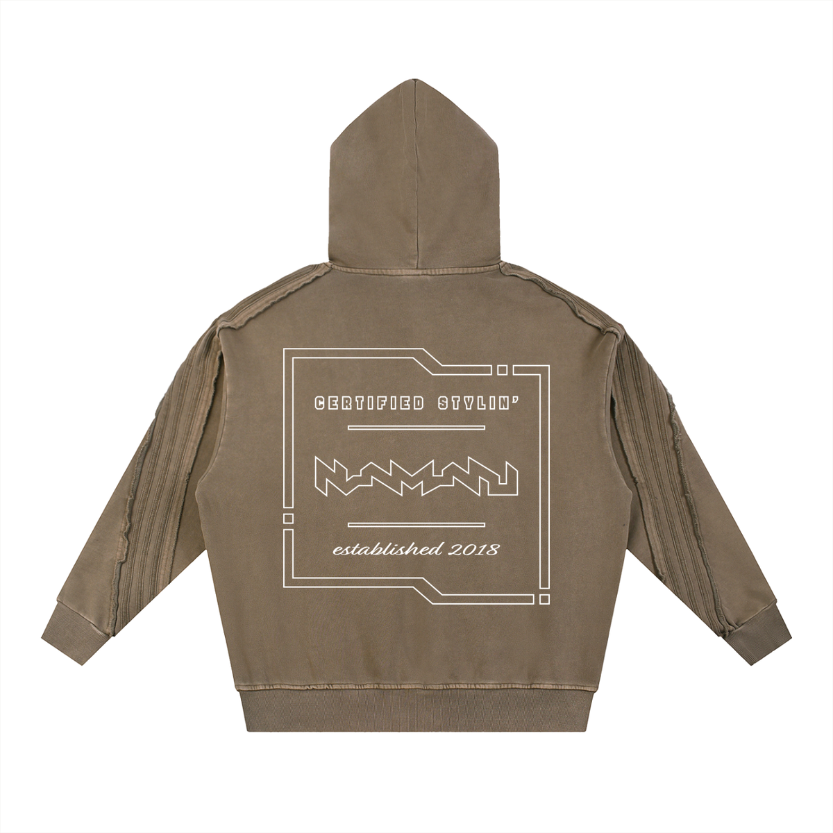 Certified Stylin' Tech Snow Washed Tape Raw Edge Hoodie
