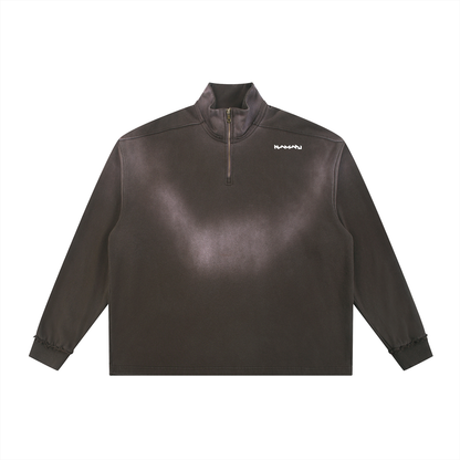 Namari Sun Fade Raw Edge Quarter-Zip Sweatshirt