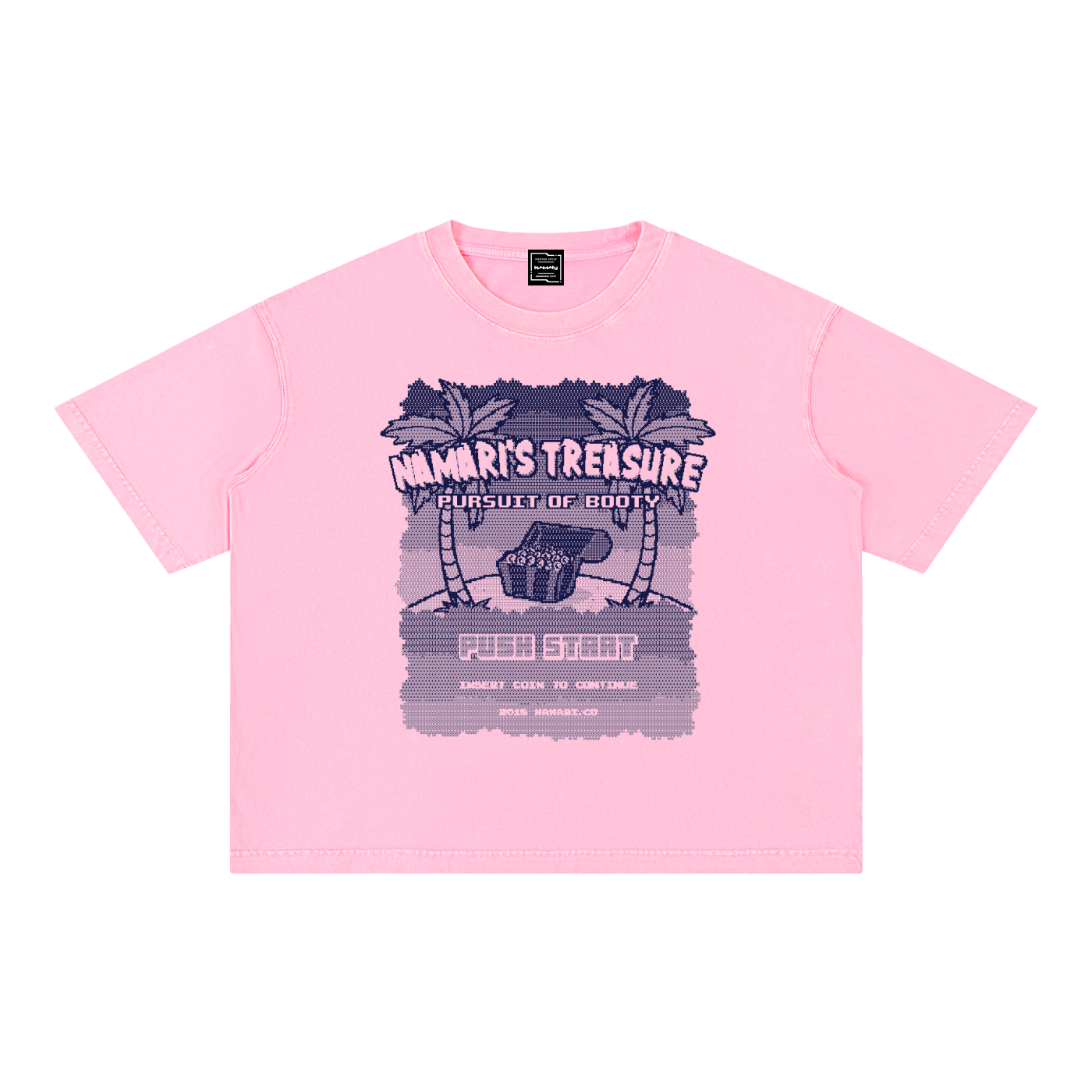 Pursuit of Booty Pixel Art Mineral Wash Boxy Cotton T-Shirt