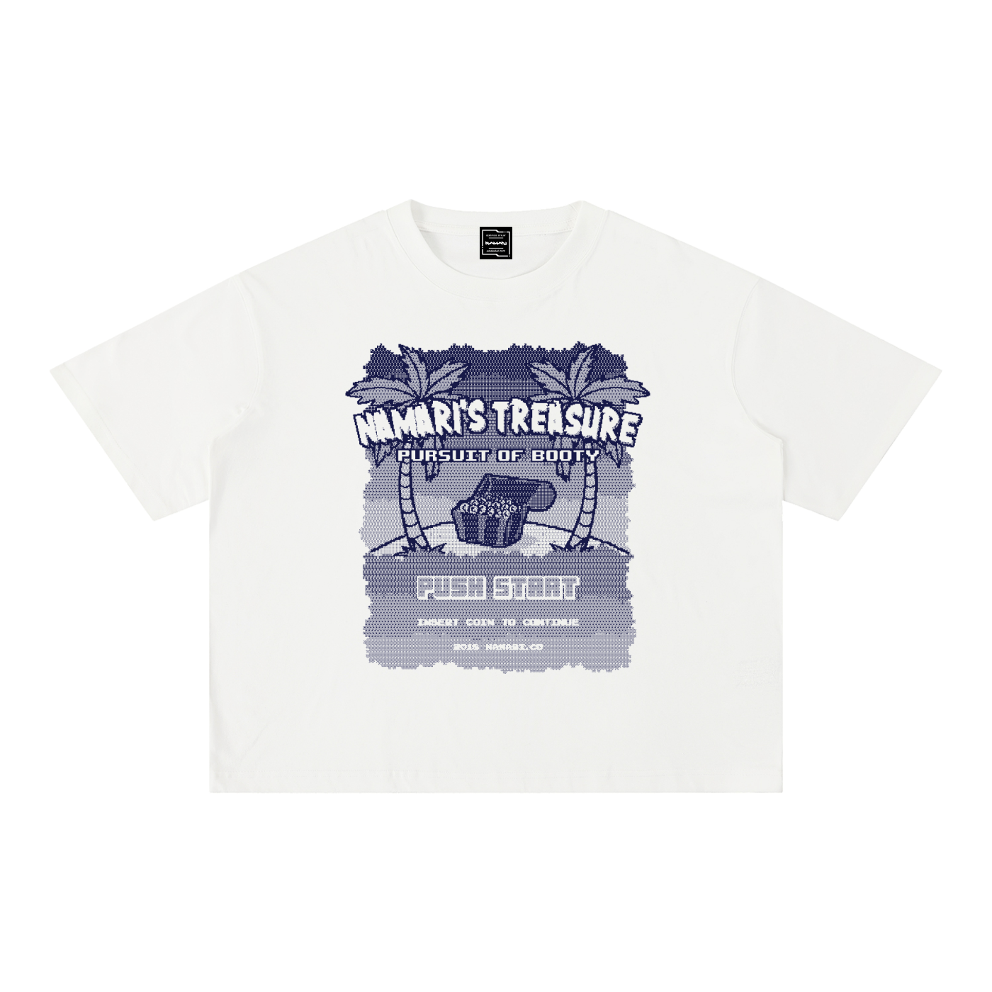 Pursuit of Booty Pixel Art Mineral Wash Boxy Cotton T-Shirt