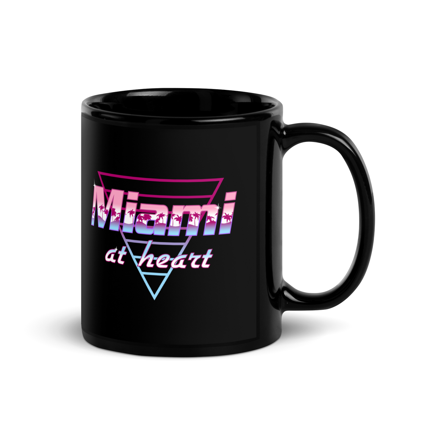 Miami at Heart Black Glossy Mug