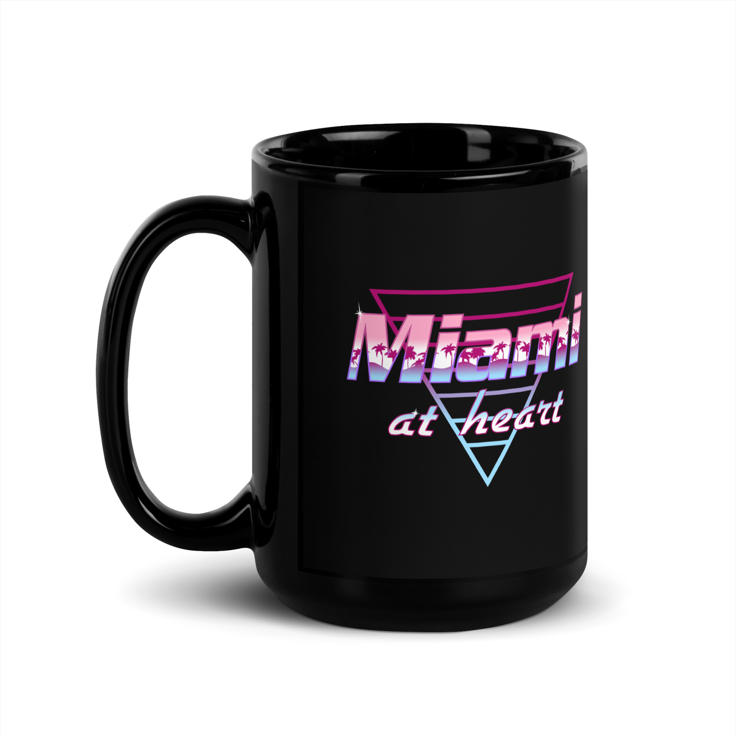Miami at Heart Black Glossy Mug