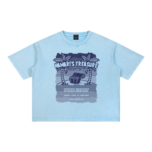 Pursuit of Booty Pixel Art Mineral Wash Boxy Cotton T-Shirt