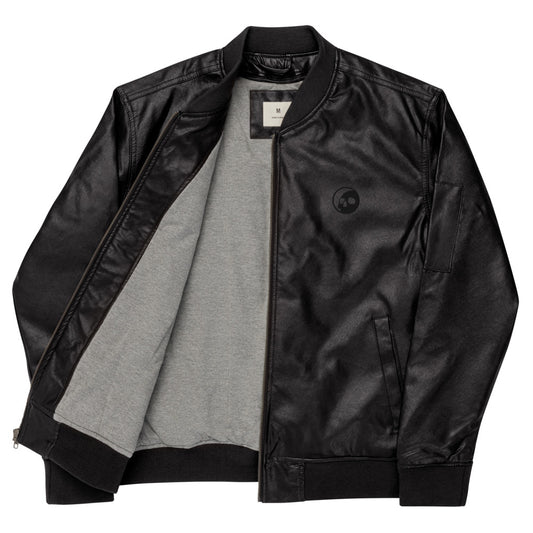 Namari Faux Leather Bomber Jacket